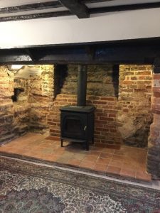 thatched property restored fireplace recess